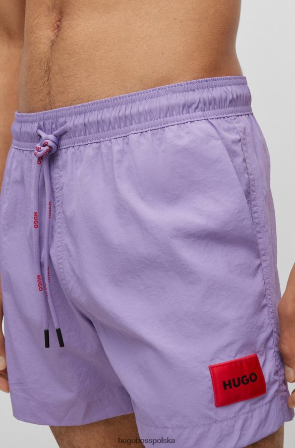 Hugo Boss szybkoschnące spodenki kąpielowe z czerwoną metką z logo, fioletowe hugo fioletowy R0X0H62136