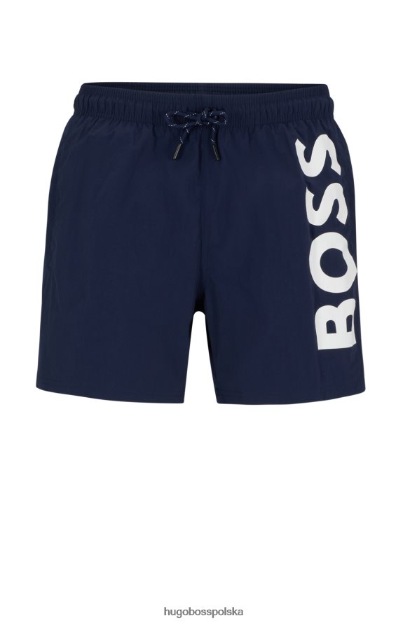 Hugo Boss szybkoschnące spodenki kąpielowe z kontrastowym logo w kolorze ciemnoniebieskim hugo ciemny niebieski R0X0H64021