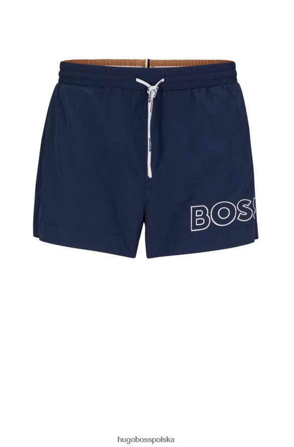 Hugo Boss szybkoschnące spodenki kąpielowe z obrysowym logo hugo w kolorze granatowym ciemny niebieski R0X0H61225