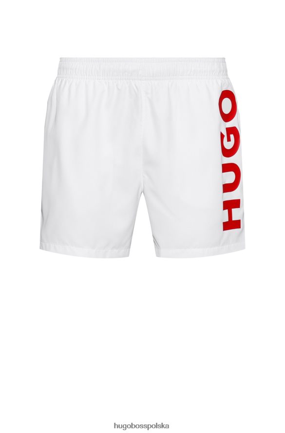 Hugo Boss szybkoschnące spodenki kąpielowe z pionowym logo hugo w kolorze białym biały R0X0H63175
