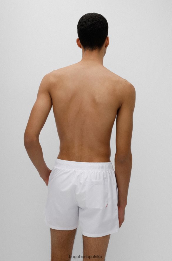 Hugo Boss szybkoschnące spodenki kąpielowe z pionowym logo hugo w kolorze białym biały R0X0H63175