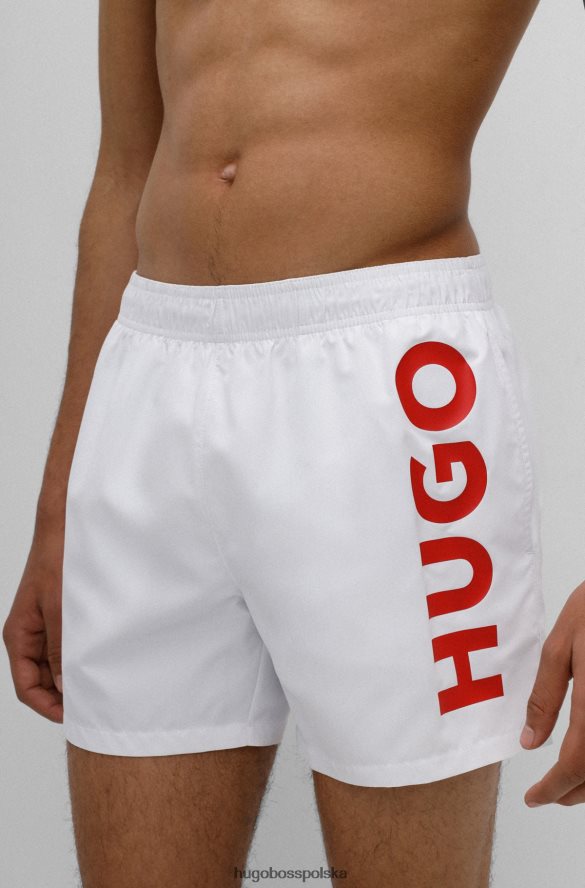 Hugo Boss szybkoschnące spodenki kąpielowe z pionowym logo hugo w kolorze białym biały R0X0H63175