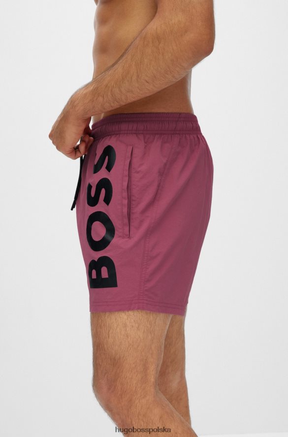 Hugo Boss szybkoschnące szorty kąpielowe z dużym kontrastowym logo Hugo w kolorze jasnoróżowym jasnoróżowy R0X0H63816