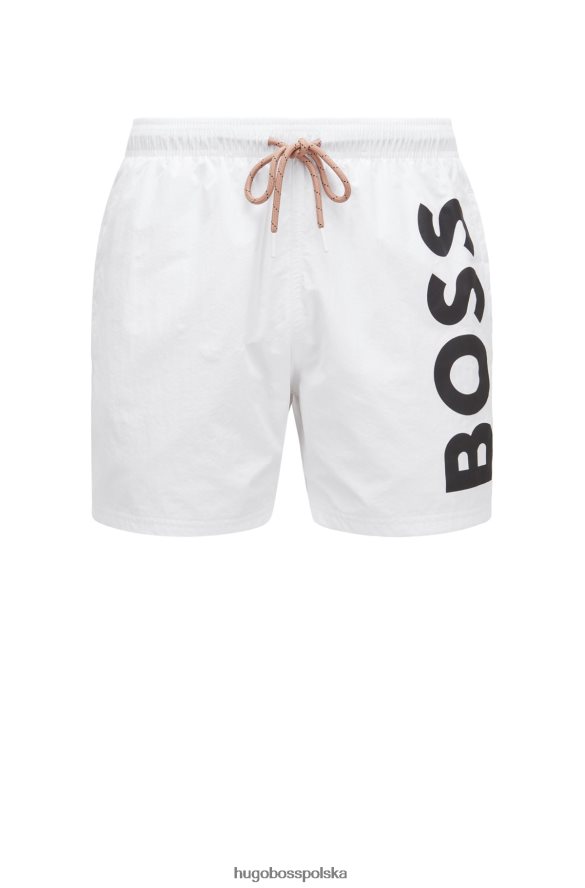 Hugo Boss szybkoschnące szorty kąpielowe z dużym kontrastowym logo hugo w kolorze białym biały R0X0H63822