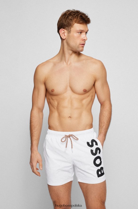 Hugo Boss szybkoschnące szorty kąpielowe z dużym kontrastowym logo hugo w kolorze białym biały R0X0H63822