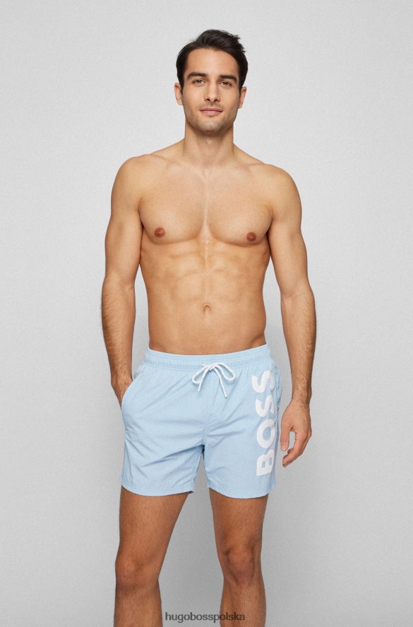 Hugo Boss szybkoschnące szorty kąpielowe z dużym kontrastowym logo w kolorze jasnoniebieskim hugo jasny niebieski R0X0H63820