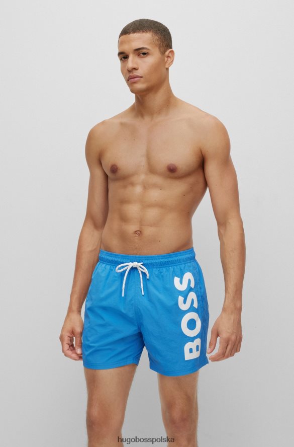 Hugo Boss szybkoschnące szorty kąpielowe z dużym kontrastowym logo w kolorze niebieskim hugo niebieski R0X0H63814