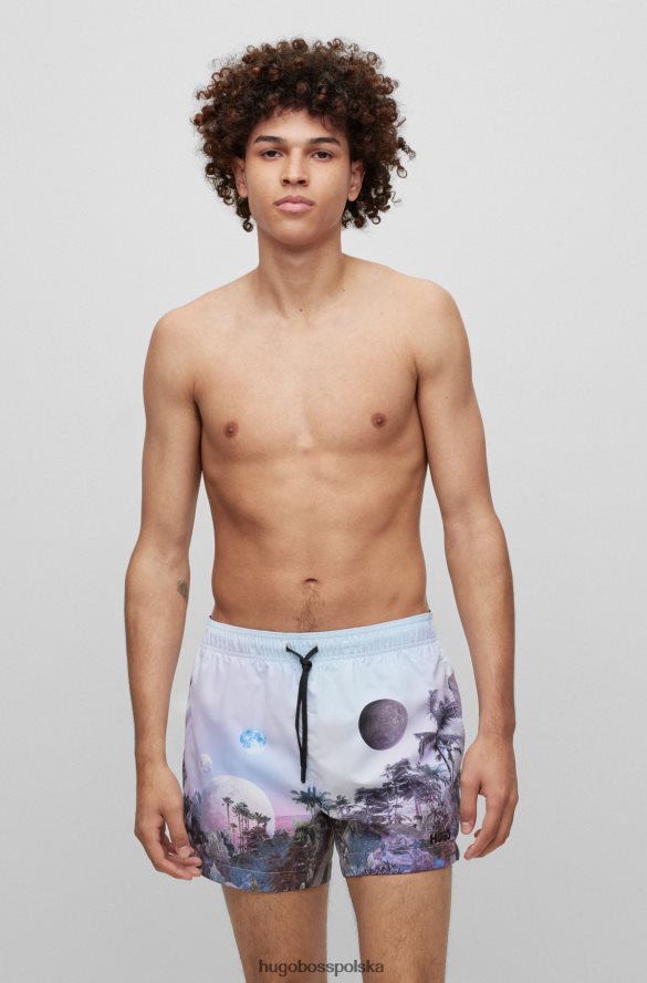 Hugo Boss szybkoschnące wzorzyste szorty kąpielowe z materiału pochodzącego z recyklingu hugo w kolorze ciemnofioletowym ciemny fiolet R0X0H64136