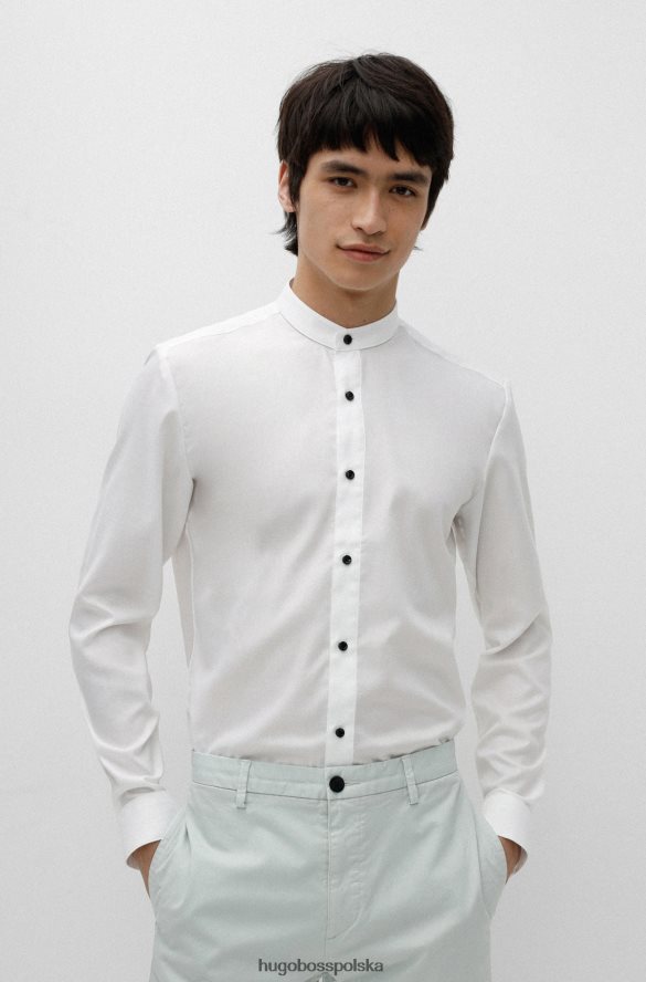 Hugo Boss Biała koszula Hugo o dopasowanym kroju z bawełny oxford ze stójką biały R0X0H63981