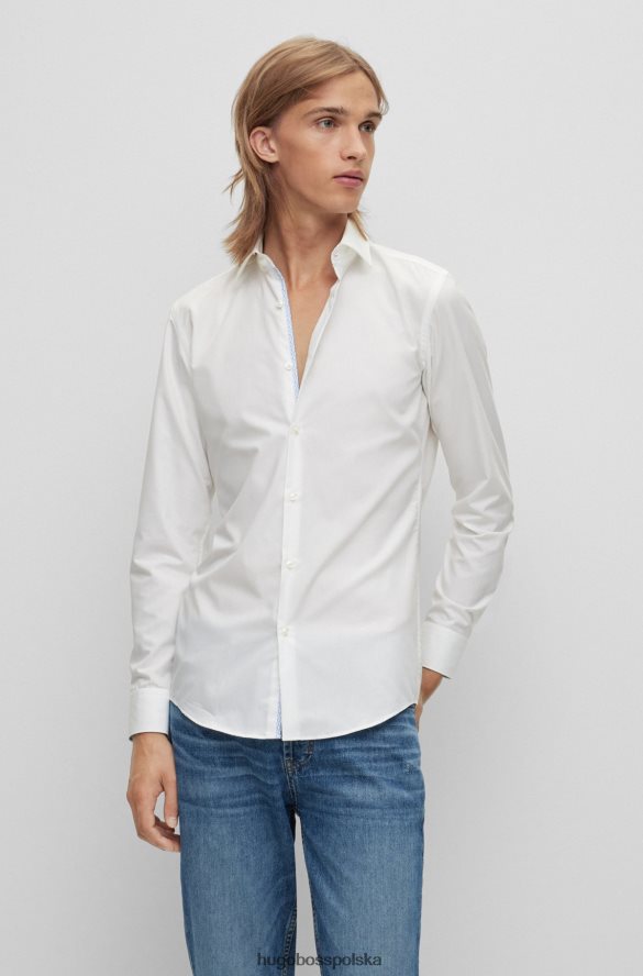Hugo Boss Biała koszula hugo o dopasowanym kroju z bawełnianej popeliny łatwej w prasowaniu biały R0X0H61654