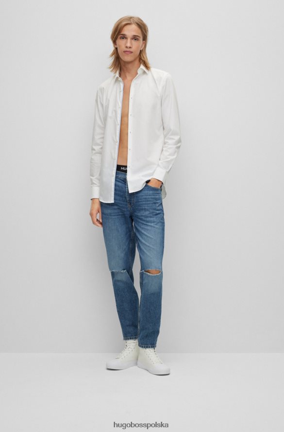 Hugo Boss Biała koszula hugo o dopasowanym kroju z bawełnianej popeliny łatwej w prasowaniu biały R0X0H61654