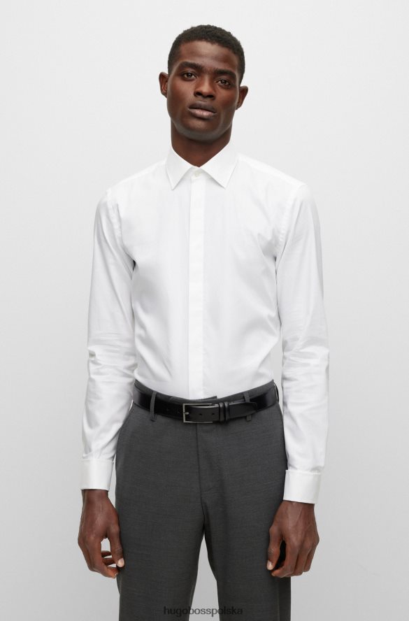 Hugo Boss Biała koszula hugo o dopasowanym kroju z elastycznej bawełny łatwej w prasowaniu biały R0X0H63329