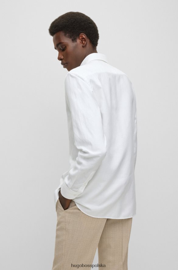 Hugo Boss Biała koszula hugo o dopasowanym kroju z mieszanki spranego lnu biały R0X0H61630