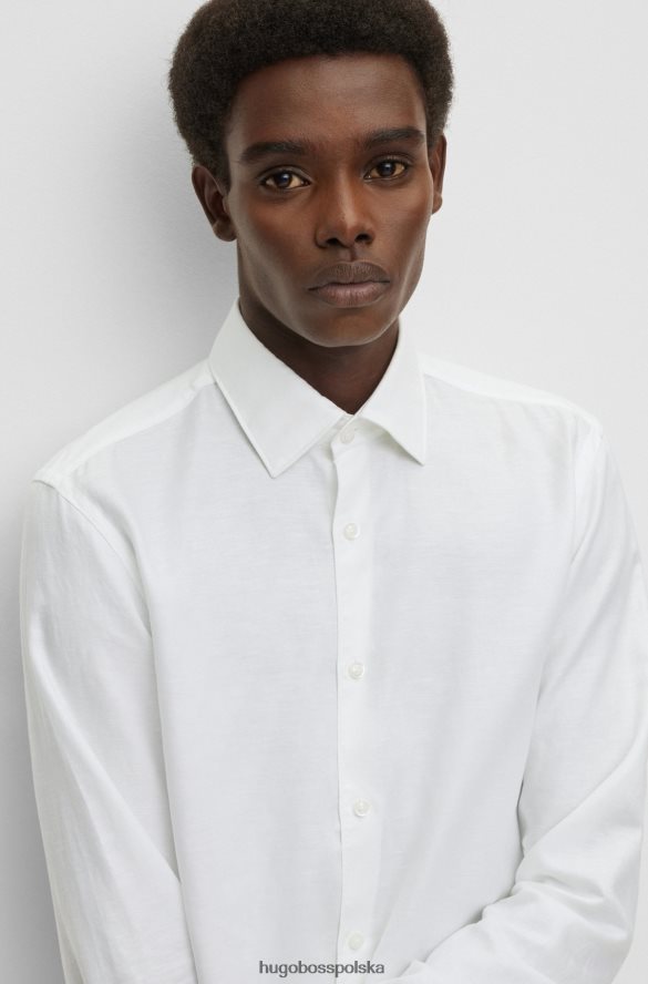 Hugo Boss Biała koszula hugo o dopasowanym kroju z mieszanki spranego lnu biały R0X0H61630