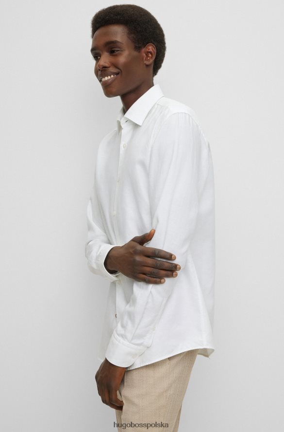 Hugo Boss Biała koszula hugo o dopasowanym kroju z mieszanki spranego lnu biały R0X0H61630