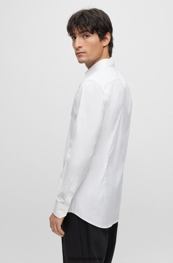 Hugo Boss Biała koszula hugo o dopasowanym kroju z popeliny z domieszką bawełny biały R0X0H63506