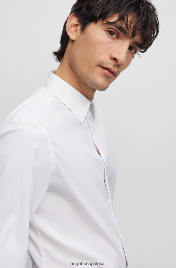 Hugo Boss Biała koszula hugo o dopasowanym kroju z popeliny z domieszką bawełny biały R0X0H63506