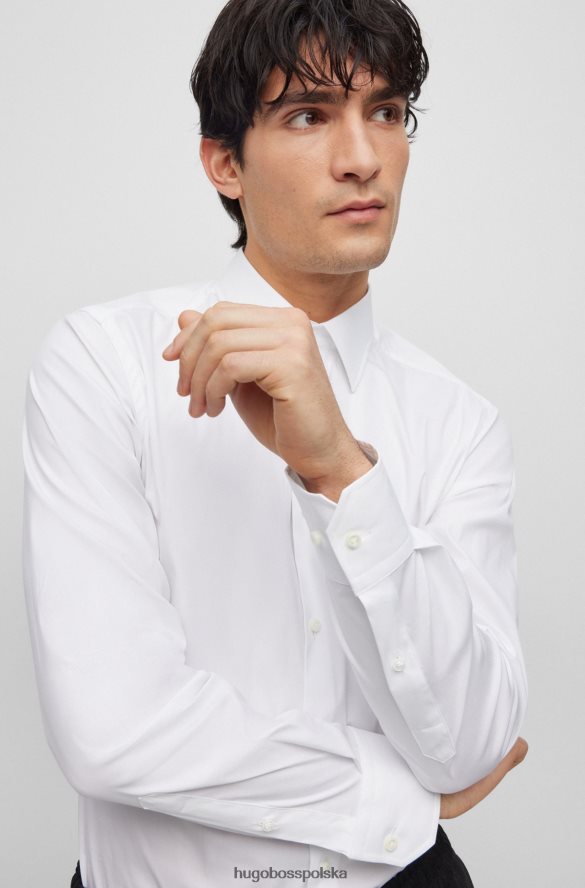 Hugo Boss Biała koszula hugo o dopasowanym kroju z popeliny z domieszką bawełny biały R0X0H63506