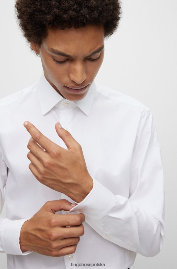 Hugo Boss Biała koszula hugo o regularnym kroju z łatwej w prasowaniu bawełnianej popeliny biały R0X0H63016