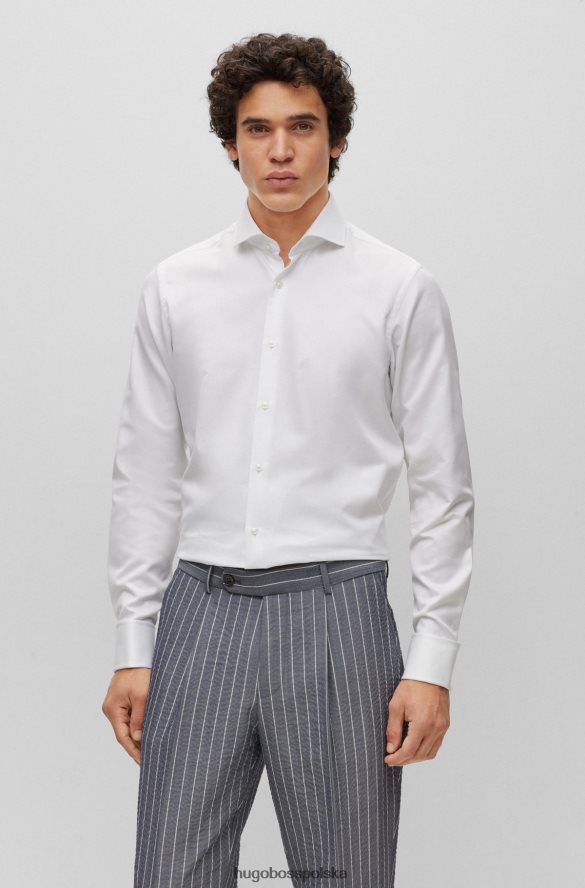 Hugo Boss Biała koszula hugo o regularnym kroju z mikrostrukturalnej bawełny organicznej biały R0X0H64163