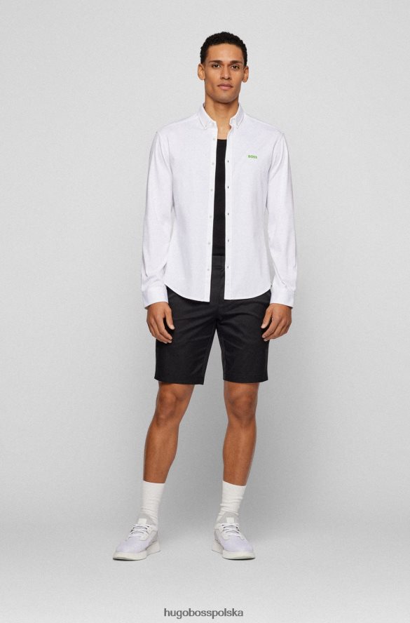 Hugo Boss Biała koszulka dżersejowa Hugo o regularnym kroju z kołnierzykiem zapinanym na guziki biały R0X0H64083