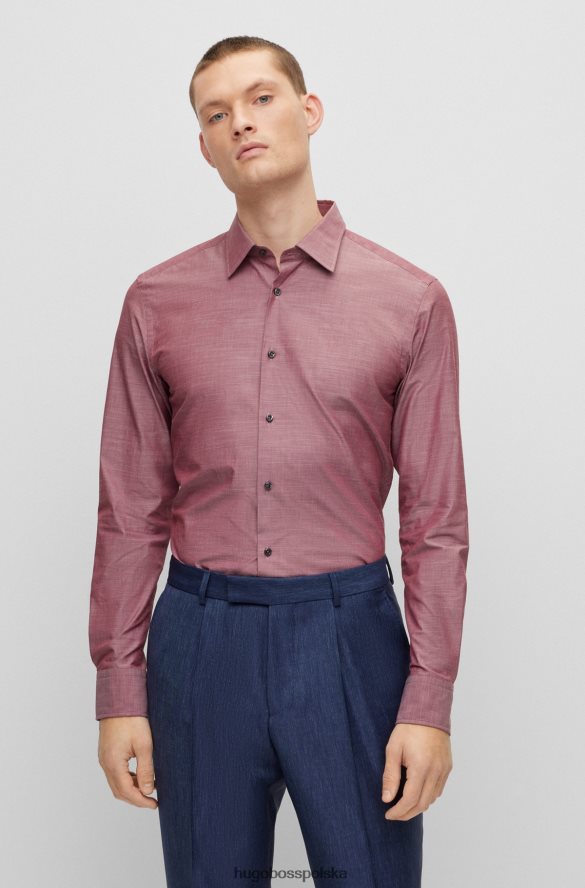 Hugo Boss Ciemnoczerwona koszula hugo o dopasowanym kroju z organicznej bawełny chambray ciemno czerwony R0X0H64643