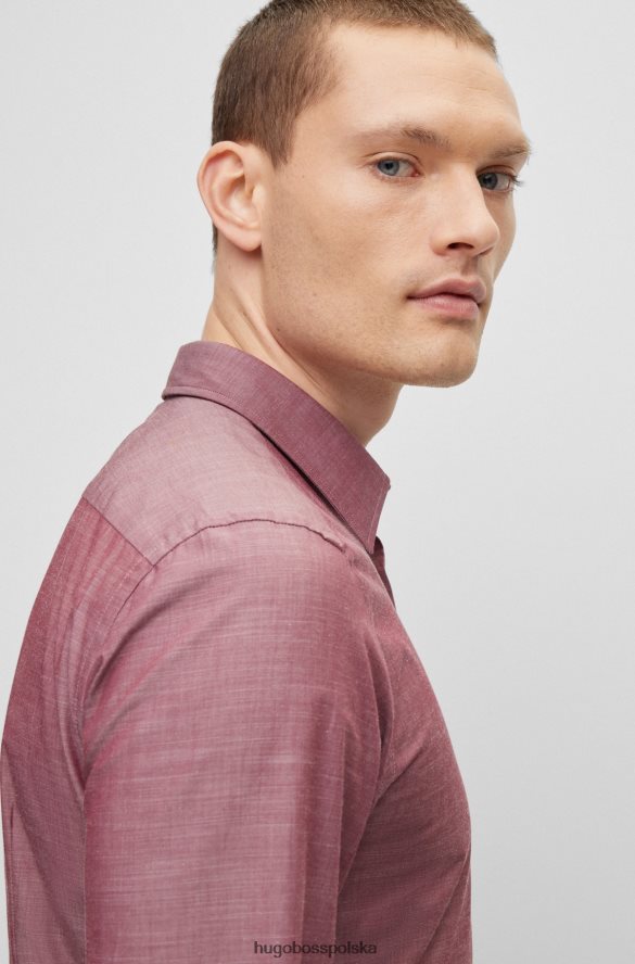 Hugo Boss Ciemnoczerwona koszula hugo o dopasowanym kroju z organicznej bawełny chambray ciemno czerwony R0X0H64643