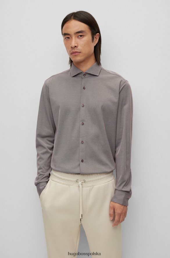 Hugo Boss Ciemnoczerwona koszula hugo o regularnym kroju z dżerseju z mikrowzorami z mieszanki bawełny ciemno czerwony R0X0H63303