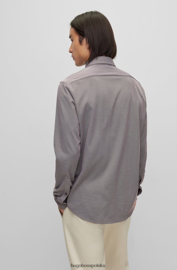 Hugo Boss Ciemnoczerwona koszula hugo o regularnym kroju z dżerseju z mikrowzorami z mieszanki bawełny ciemno czerwony R0X0H63303