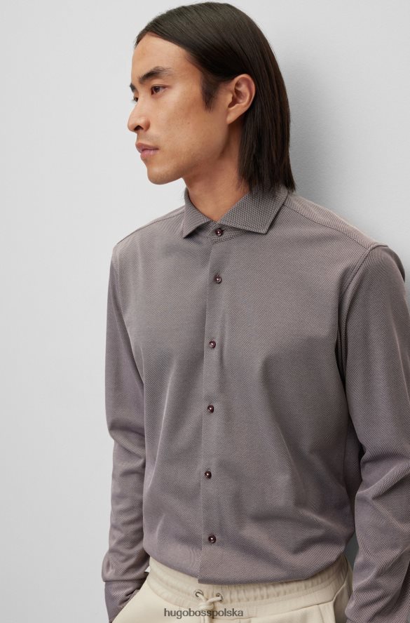 Hugo Boss Ciemnoczerwona koszula hugo o regularnym kroju z dżerseju z mikrowzorami z mieszanki bawełny ciemno czerwony R0X0H63303