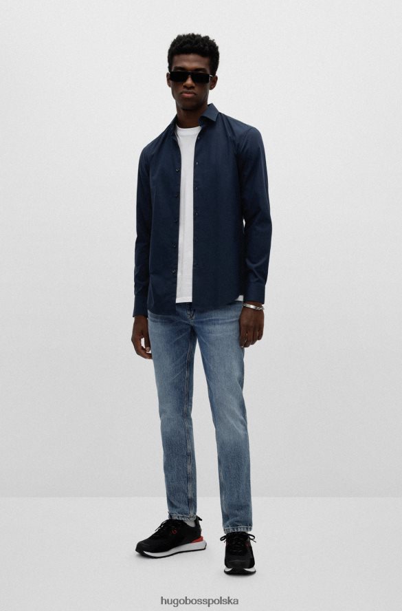 Hugo Boss Ciemnoniebieska koszula Hugo o dopasowanym kroju z bawełnianej popeliny łatwej w prasowaniu ciemny niebieski R0X0H62108