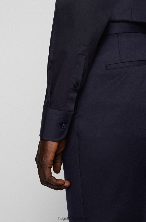Hugo Boss Ciemnoniebieska koszula hugo o dopasowanym kroju z łatwej w prasowaniu bawełnianej popeliny pima ciemny niebieski R0X0H62264
