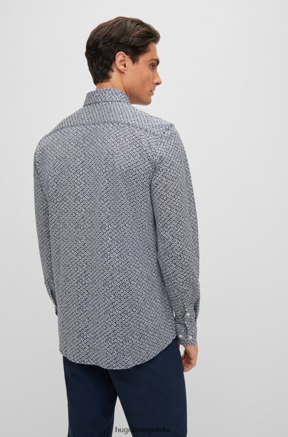 Hugo Boss Ciemnoniebieska koszula hugo o dopasowanym kroju z bawełnianego dżerseju z nadrukiem ciemny niebieski R0X0H63518