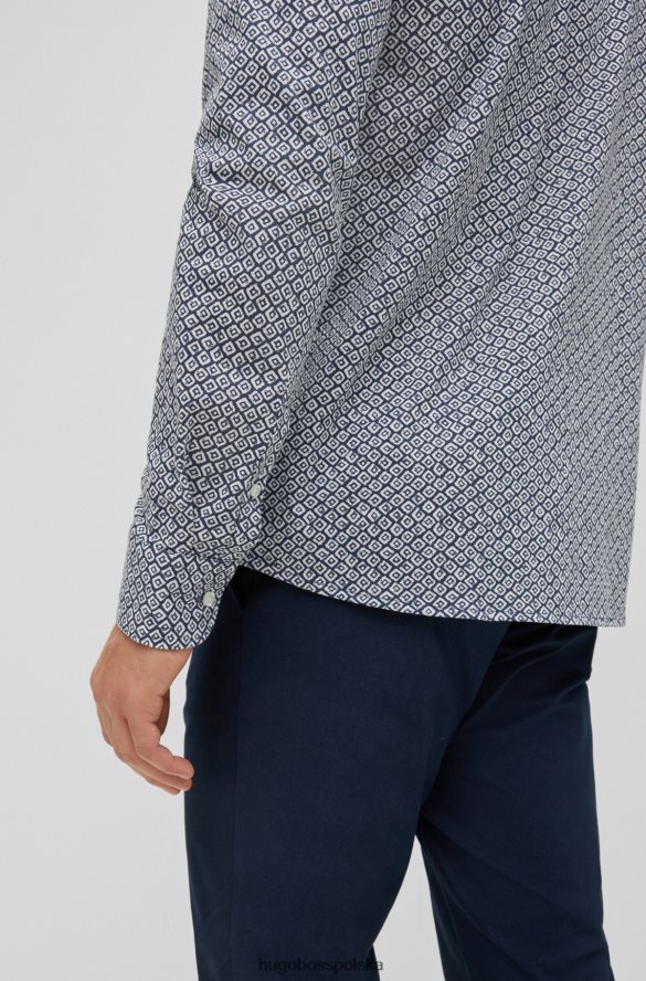 Hugo Boss Ciemnoniebieska koszula hugo o dopasowanym kroju z bawełnianego dżerseju z nadrukiem ciemny niebieski R0X0H63518