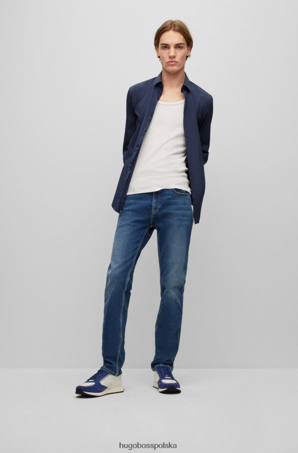 Hugo Boss Ciemnoniebieska koszula hugo o dopasowanym kroju z popeliny z domieszką bawełny ciemny niebieski R0X0H63097