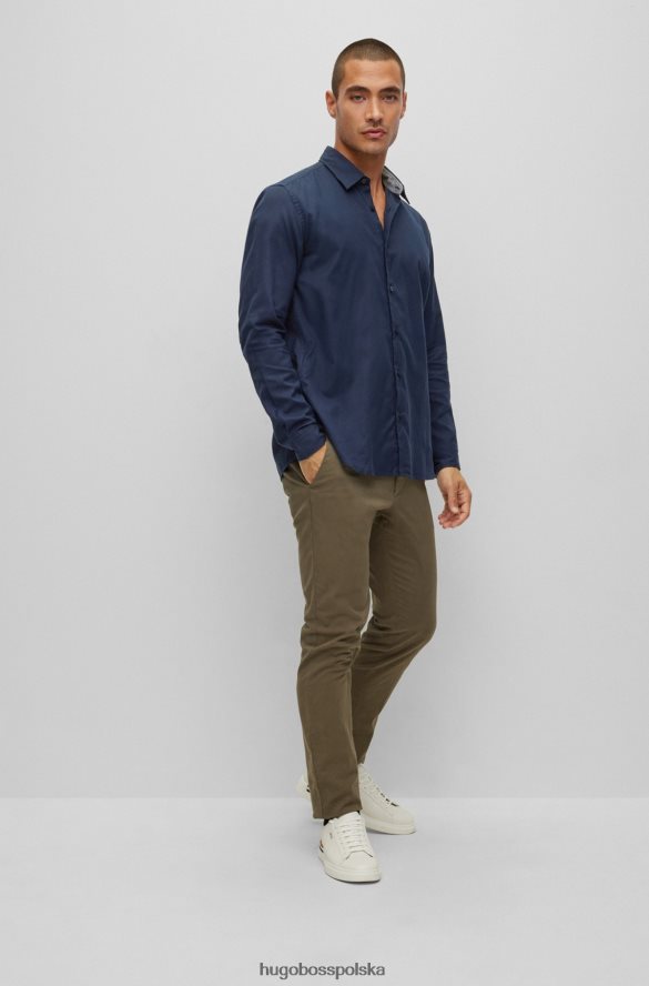 Hugo Boss Ciemnoniebieska koszula hugo o regularnym kroju z flaneli z bawełny awatti ciemny niebieski R0X0H63980