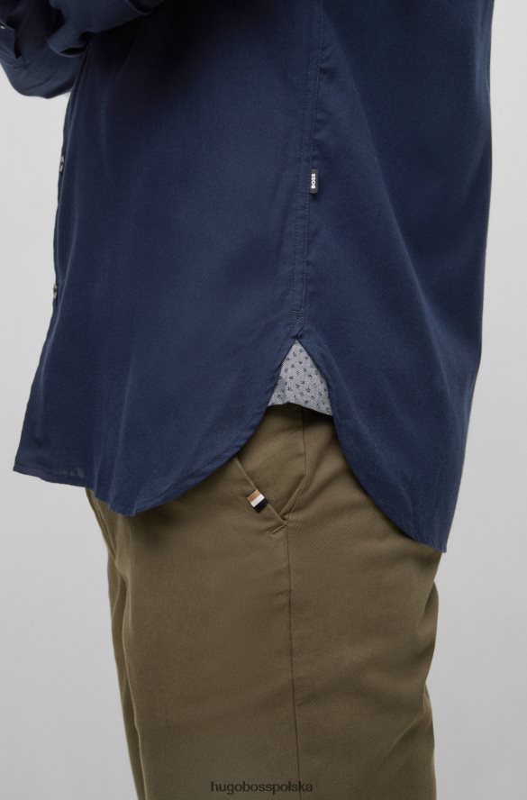 Hugo Boss Ciemnoniebieska koszula hugo o regularnym kroju z flaneli z bawełny awatti ciemny niebieski R0X0H63980