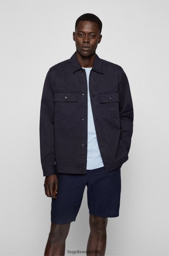 Hugo Boss Ciemnoniebieska koszula oversize o kroju oversize z grubej bawełny o diagonalnym splocie hugo ciemny niebieski R0X0H63218
