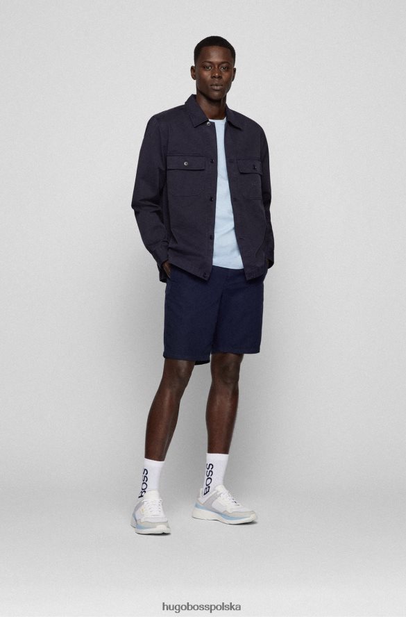 Hugo Boss Ciemnoniebieska koszula oversize o kroju oversize z grubej bawełny o diagonalnym splocie hugo ciemny niebieski R0X0H63218