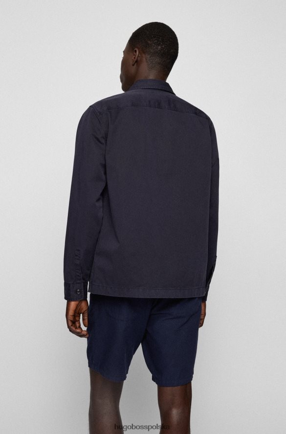 Hugo Boss Ciemnoniebieska koszula oversize o kroju oversize z grubej bawełny o diagonalnym splocie hugo ciemny niebieski R0X0H63218