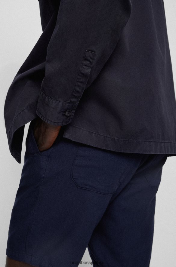 Hugo Boss Ciemnoniebieska koszula oversize o kroju oversize z grubej bawełny o diagonalnym splocie hugo ciemny niebieski R0X0H63218