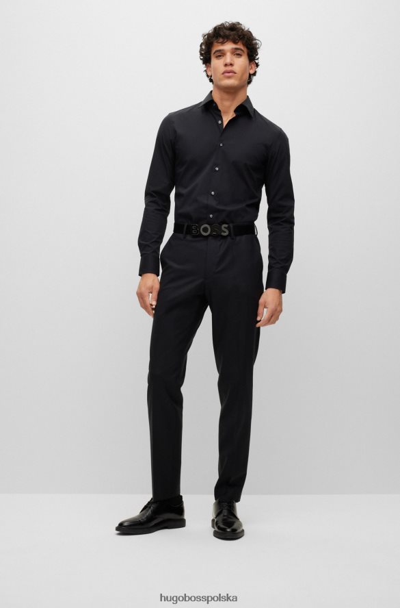 Hugo Boss Czarna koszula Hugo o dopasowanym kroju z elastycznej bawełnianej popeliny łatwej w prasowaniu czarny R0X0H61726