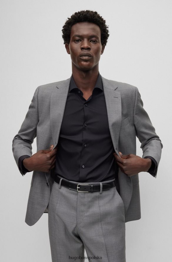 Hugo Boss Czarna koszula hugo o dopasowanym kroju z łatwej w prasowaniu popeliny z bawełny czarny R0X0H61948