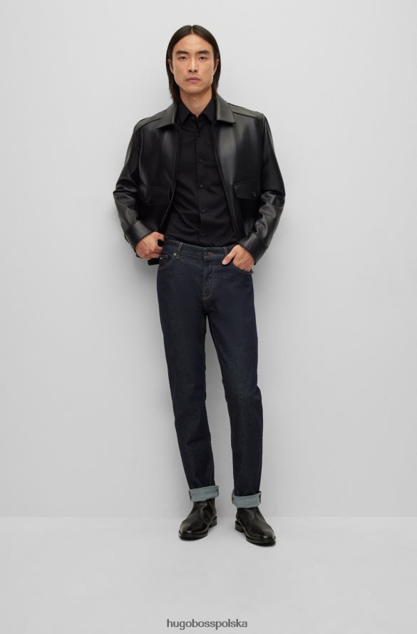 Hugo Boss Czarna koszula hugo o dopasowanym kroju z elastycznego dżerseju z mieszanki bawełny czarny R0X0H61912