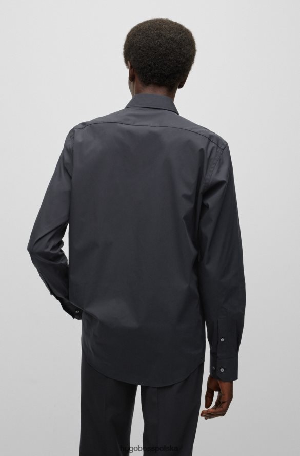 Hugo Boss Czarna koszula hugo o regularnym kroju z elastycznej bawełnianej popeliny łatwej w prasowaniu czarny R0X0H61604