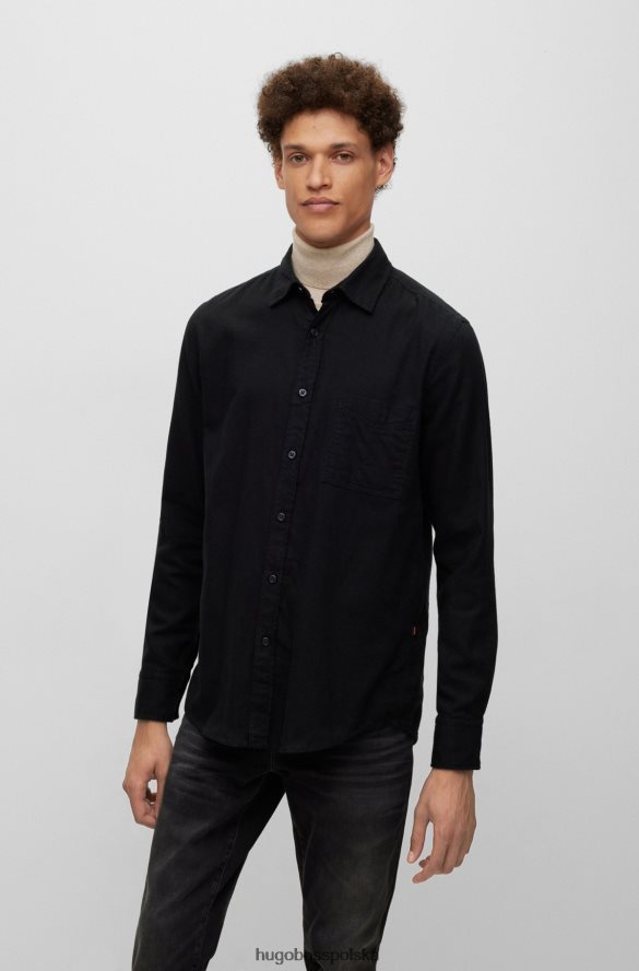 Hugo Boss Czarna koszula hugo o regularnym kroju z flaneli z organicznej bawełny czarny R0X0H62366