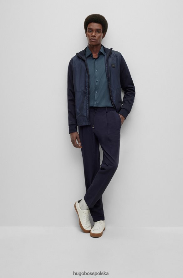 Hugo Boss Hugo Blue Slim-Fit Shirt w mikro-strukturalnej bawełnianej bawełnie niebieski R0X0H63063