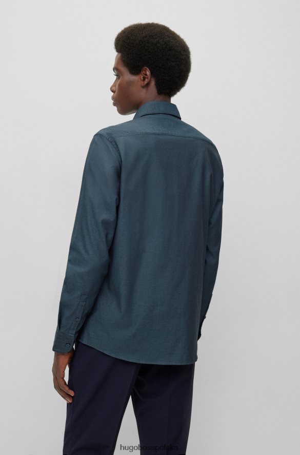 Hugo Boss Hugo Blue Slim-Fit Shirt w mikro-strukturalnej bawełnianej bawełnie niebieski R0X0H63063