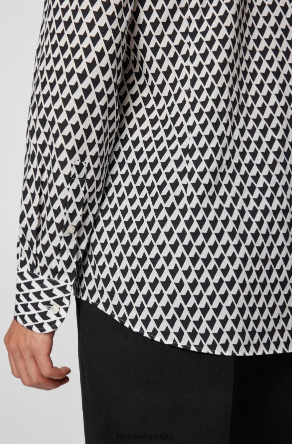 Hugo Boss Hugo – Koszula o dopasowanym kroju z geometrycznym nadrukiem, z białej mieszanki zawierającej tencel i lyocell biały R0X0H64127