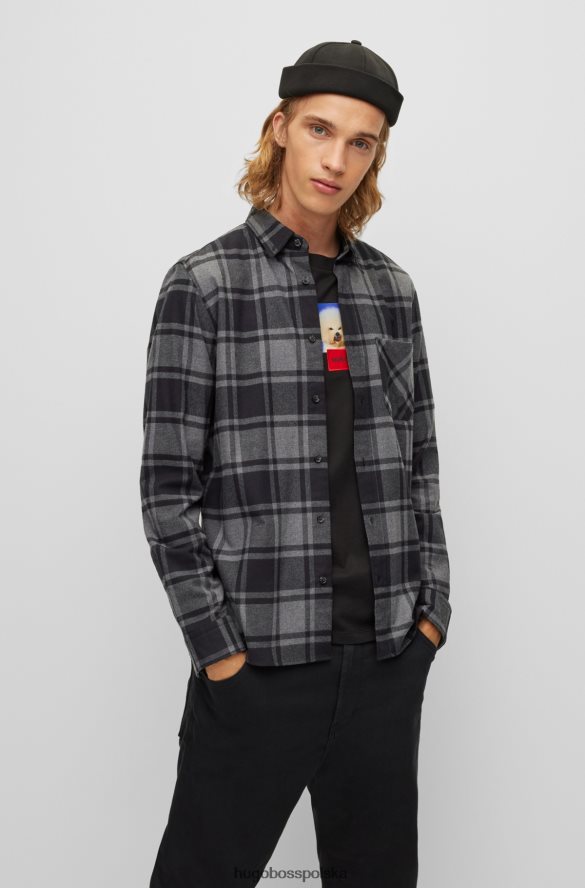 Hugo Boss Hugo – Koszula zapinana na guziki o swobodnym kroju, z czarnej flanelowej bawełny w kratkę czarny R0X0H63058